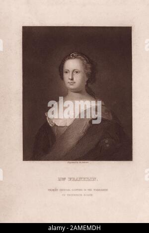 Franklin, Deborah Read Rogers,--1708-1774.  Engraving of Andrews, Joseph, 1806-1873, Deborah Read Franklin (c. 1708 – December 19, 1774) was the commo Stock Photo