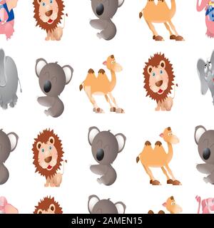 seamless vector cute animals design art Stock Vector
