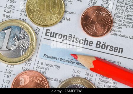 Zeitung, Börsenteil, Euro-Stoxx Stock Photo