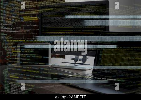 Programming code abstract technology background Developer programming and coding technology  software developer and Computer script Stock Photo