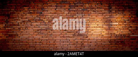 brick wall of red  wide panorama Background of old vintage brick wall Stock Photo