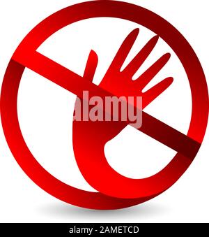 prohibited hand logo Stock Photo