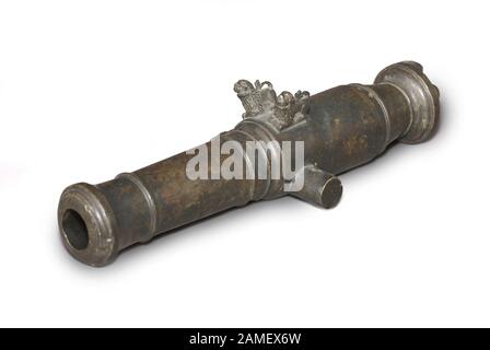 Signal artillery mortar. Russia. 18th century. Path on white background Stock Photo