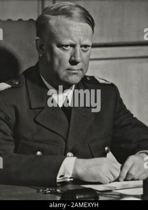 Vidkun Abraham Lauritz Jonssøn Quisling (1887 – 1945) was a Norwegian military officer and politician who nominally headed the government of Norway du Stock Photo