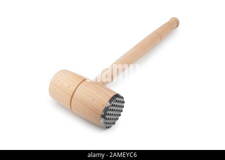 Studio shot of a kitchen meat tenderiser cut out against a white background - John Gollop Stock Photo