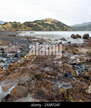 Volcanic plug in the crater of the extinct Pululagua volcano on the ...