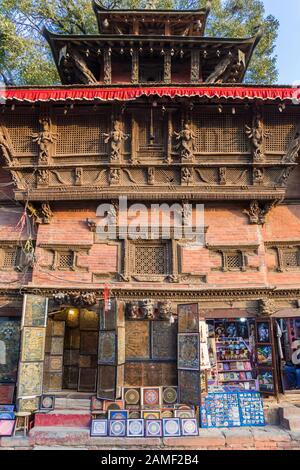 Souvenir shop in a temple on Durbar square in Kathmandu, Nepal Stock Photo
