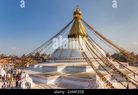 Boudhanath stupa with golden tower in Kathmandu, Nepal Stock Photo