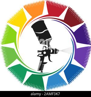 Illustration of spray painter with spray paint gun done in cartoon ...