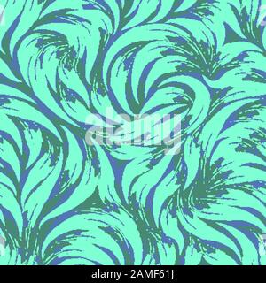 Bright vector abstract texture in trendy Aqua Menthe colors 2020. Pattern from strokes of turquoise paint for printing on textiles or wrapping paper Stock Vector