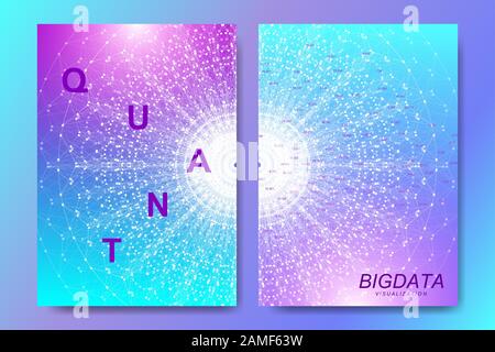 Modern vector template for brochure, leaflet, flyer, cover, banner, catalog, magazine, annual report. Quantum technology. Futuristic explosion design Stock Vector