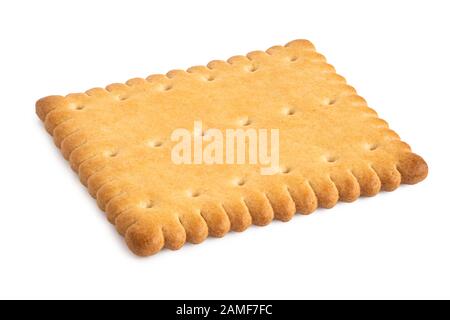 Single rectangular butter biscuit isolated on white. Stock Photo