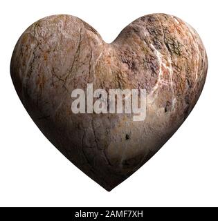 Stylish 3D rendered stony heart isolated on white background, Valentine's Day illustration Stock Photo