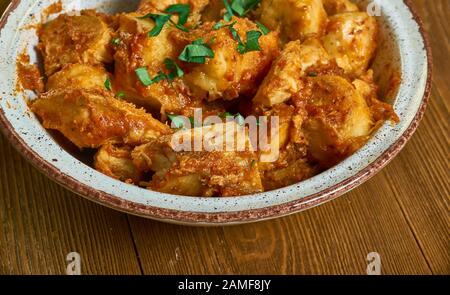 Kondres  - Spicy Stewed Plantains, popular Cameroonian one-pot meal with highly-seasoned spicy stewed plantains, meat and veggies Stock Photo
