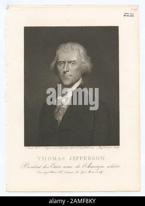 Thomas Jefferson, Président des Etats unis de l'Amerique, an 1801  EM2529; Thomas Jefferson, Président des Etats unis de l'Amerique, an 1801. Stock Photo