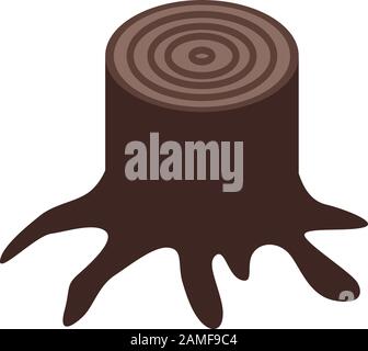 Tree stump icon, isometric style Stock Vector