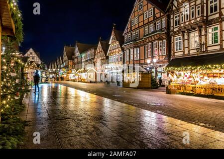 Historic old town and Christmas market in Celle Stock Photo