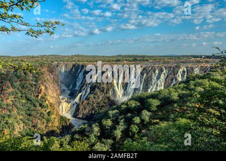 landscape of Ruacana Falls on the Kunene River in Northern Namibia and Southern Angola border, Africa wilderness landscape Stock Photo