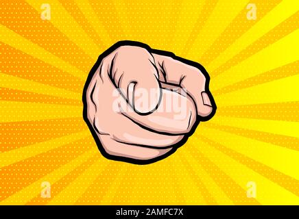 Uncle sam hand in pop art style Stock Vector