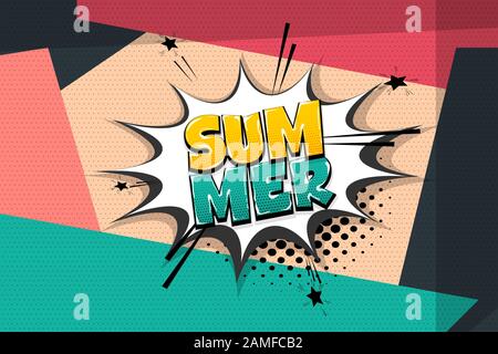 Summer comic text speech bubble pop art Stock Vector