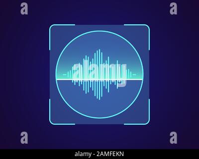 Voice recognition. Biometric scanning system for human speech, holographic interface of person identification. Voice ID technology. System recognition Stock Vector