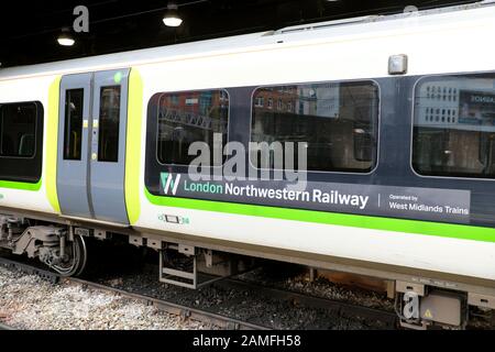 London Northwestern Railway carriage operated by West Midlands Trains sign on exterior of train carriage in England UK   KATHY DEWITT Stock Photo