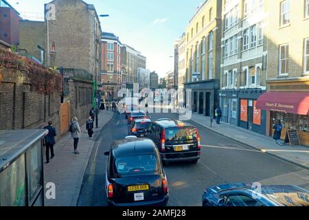 View of people, buildings and traffic on Clerkenwell Road Farringdon in  London EC1  KATHY DEWITT Stock Photo