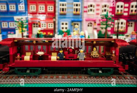 Los Angeles, USA. 12th Jan, 2020. Lego creations are seen at Bricks LA in Los Angeles, the United States, Jan. 12, 2020. Bricks LA is an annual convention for Lego fans to share their brick arts and ideas with other brick enthusiasts. Credit: Li Ying/Xinhua/Alamy Live News Stock Photo