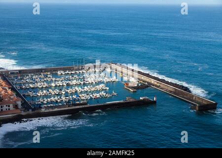 Looking to to town and port of Los Gigantes,Tenerife, Canary Islands, Spain. Stock Photo