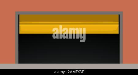 modern yellow garage door on red Stock Vector