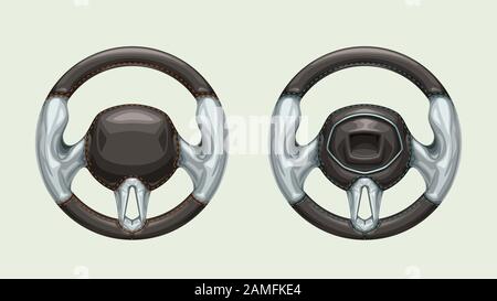 couple steering wheels on white Stock Vector