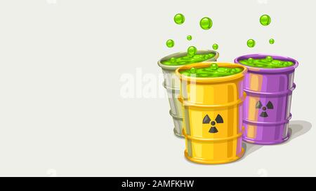 three barrels with toxic waste Stock Vector