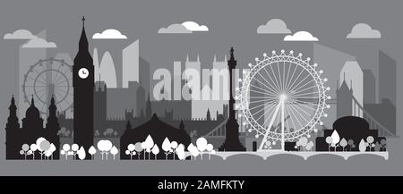 City skyline in grey colors. Buildings silhouette cityscape. Big city ...
