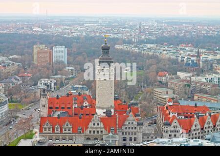 Aerial view of New Town Hall in Leipzig, Germany. Stock Photo