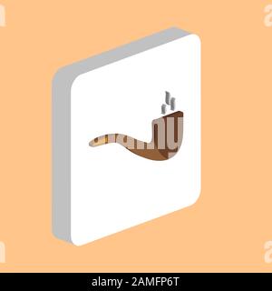 Smoky Pipe Simple vector icon. Illustration symbol design template for web mobile UI element. Perfect color isometric pictogram on 3d white square. Sm Stock Vector