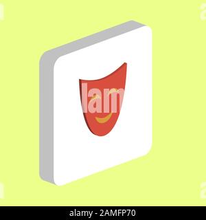 Comedy Mask Simple vector icon. Illustration symbol design template for web mobile UI element. Perfect color isometric pictogram on 3d white square. C Stock Vector