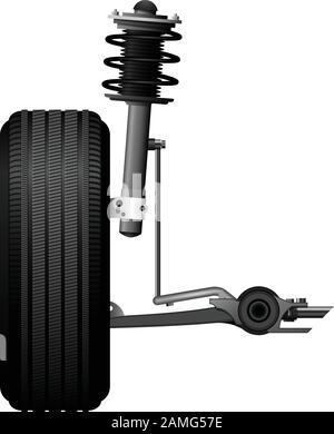 Wheel alignment icon - car suspension service, shock absorber, axle and wheel Stock Vector