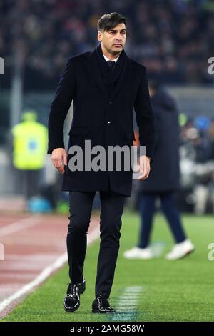 Roma head coach Paulo Fonseca during the Italian championship Serie A football match between AS Roma and Juventus on January 12, 2020 at Stadio Olimpico in Rome, Italy - Photo Federico Proietti/ESPA-Imaes Stock Photo