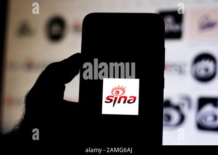 Brazil. 11th Jan, 2020. In this photo illustration the Sina logo is seen displayed on a smartphone. Credit: Rafael Henrique/SOPA Images/ZUMA Wire/Alamy Live News Stock Photo