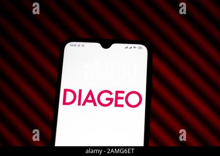 Brazil. 11th Jan, 2020. In this photo illustration the Diageo logo is seen displayed on a smartphone. Credit: Rafael Henrique/SOPA Images/ZUMA Wire/Alamy Live News Stock Photo