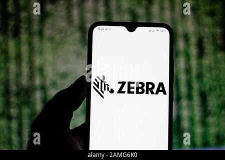 Brazil. 11th Jan, 2020. In this photo illustration the Zebra Technologies logo is seen displayed on a smartphone. Credit: Rafael Henrique/SOPA Images/ZUMA Wire/Alamy Live News Stock Photo