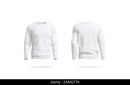 Blank white unisex sweatshirt mockup, front and back view Stock Photo