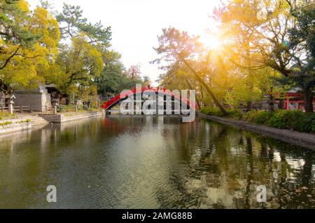 Taikobashi Bridge in Sumiyoshi Taisha, Osaka, Japan Stock Photo