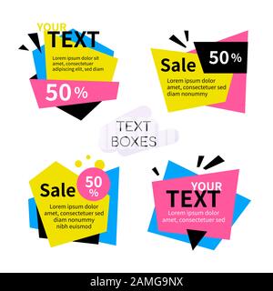 Text boxes collection - set of bright elements Stock Vector