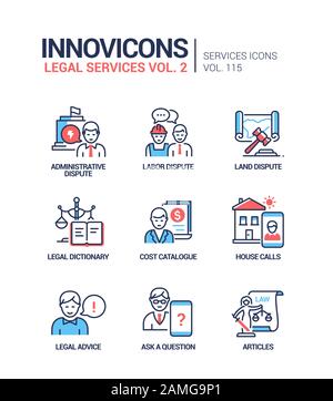 Legal services - line design style icons set Stock Vector