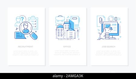 Human resources - line design style banners set Stock Vector
