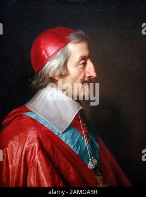 Cardinal de Richelieu, portrait painting by Philippe de Champaigne, 1642 Stock Photo