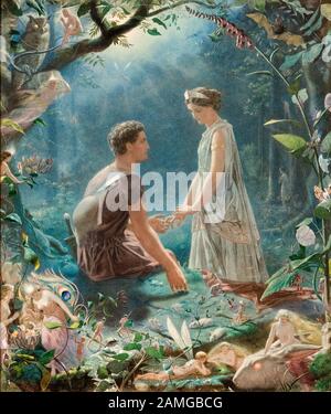 Simmons John A Midsummer Night S Dream Titania Sleeping In The Moonlight Protected By Her