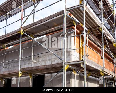House with scaffolding construction site Stock Photo