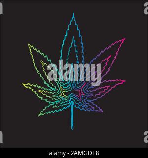 Color cannabis leaf illustration. The idea for a tattoo. Stock Vector